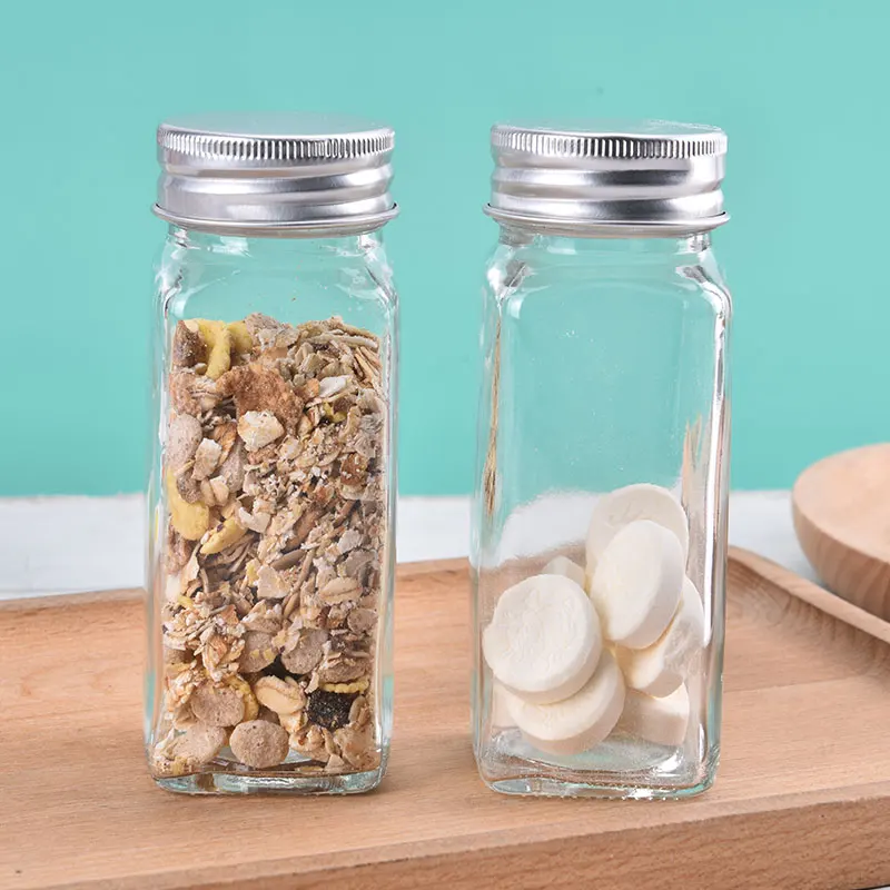 

1PC Jar for Spices Salt & Pepper Shaker Bottle Seasoning Jar Spice Organizer Square Glass Barbecue Condiment Kitchen Gadget Tool