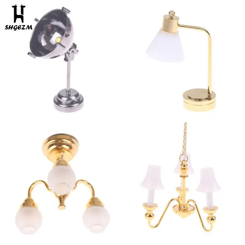 

1:12 Dollhouse Mini Ceiling Lamp LED Doll House Accessories Micro LED Wall Lights Chandelier Floor Lamp Doll Decoration Toy