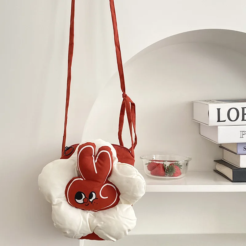 

Youda Ladies Korean Version Fashion Ployester Rabbit Crossbody Bag for Women Adorable Bunny Flower Shoulderbag