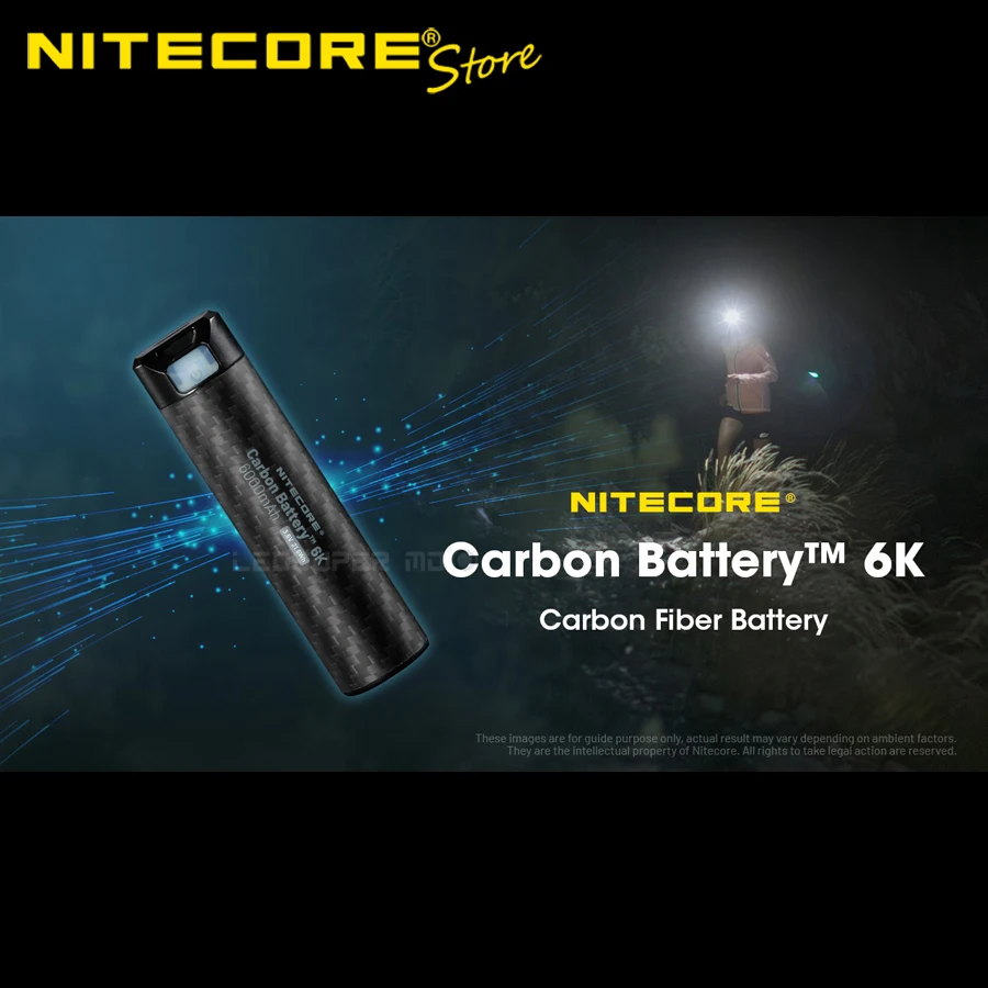 Фото Внешний аккумулятор NITECORE 6K на 6000 мАч с USB-C, перезаряжаемый, увеличенное время работы, карбоновый аккумулятор для налобного фонаря №2
