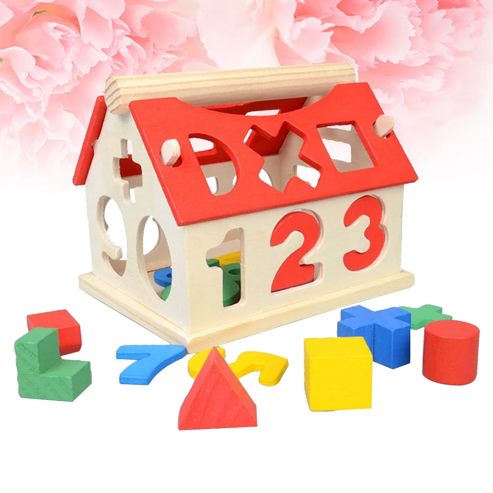 

Shape Wooden Toys Sorter Blocks House Stacking Sorting Preschool Recognition Numbers Matching Box Puzzle Geometric Toy Building