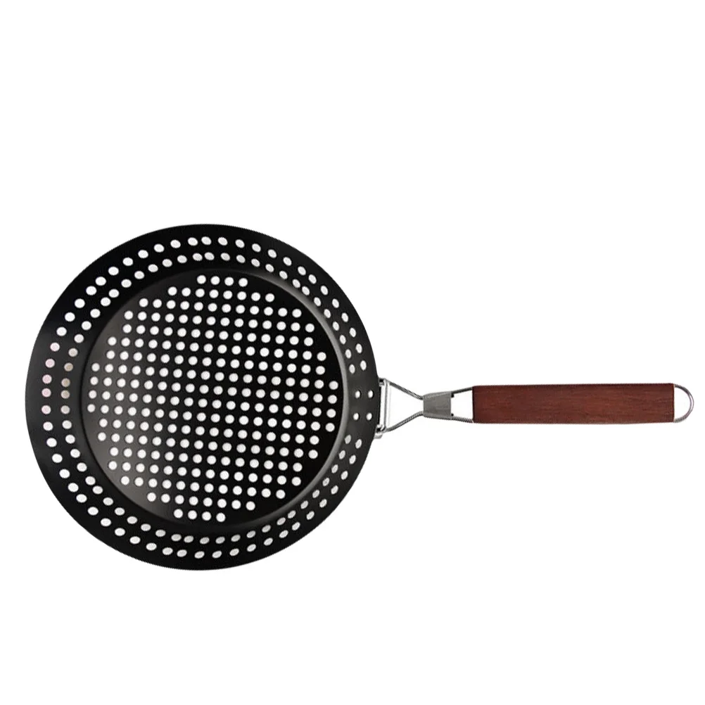 

Grill Plate Round Shape Pan Bakeware Non-stick Veggie Tray BBQ Baking Iron Nonstick Frying