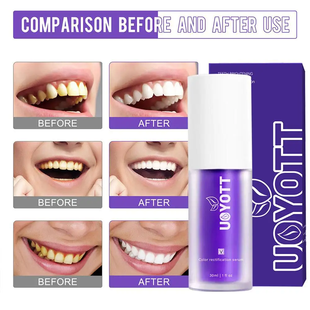 

30ml Tooth Cleansing Mousse Purple Bottled Press Toothpaste Whitens Teeth Cleansing Stains Removal Dental Refreshes Breath S1Y2