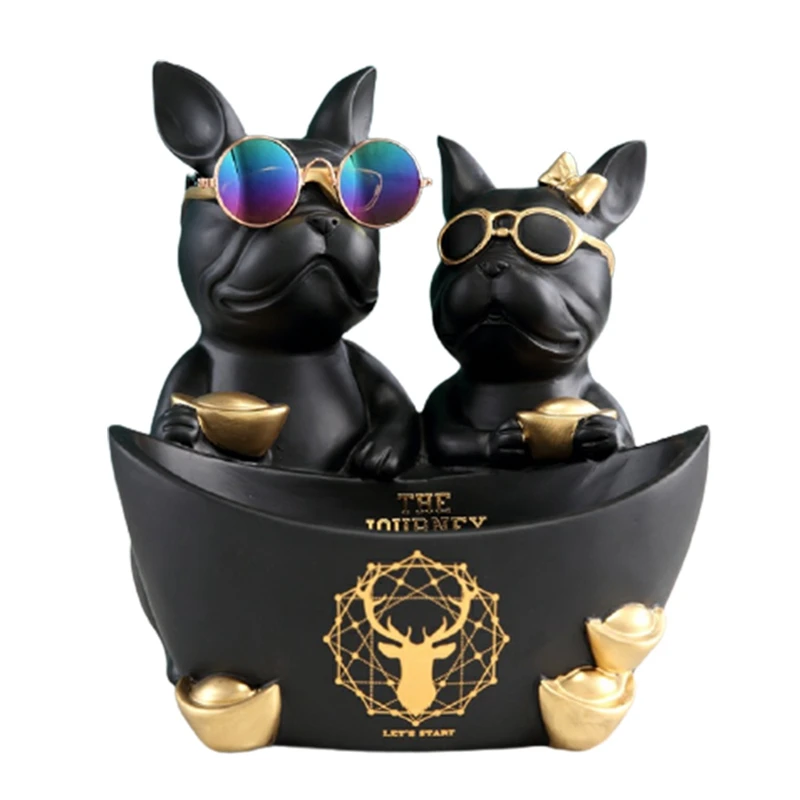 

Creative Resin Bulldog Dog Statue Animal Sculpture Storage Decoration Home Living Room Decor Housewarming Gift