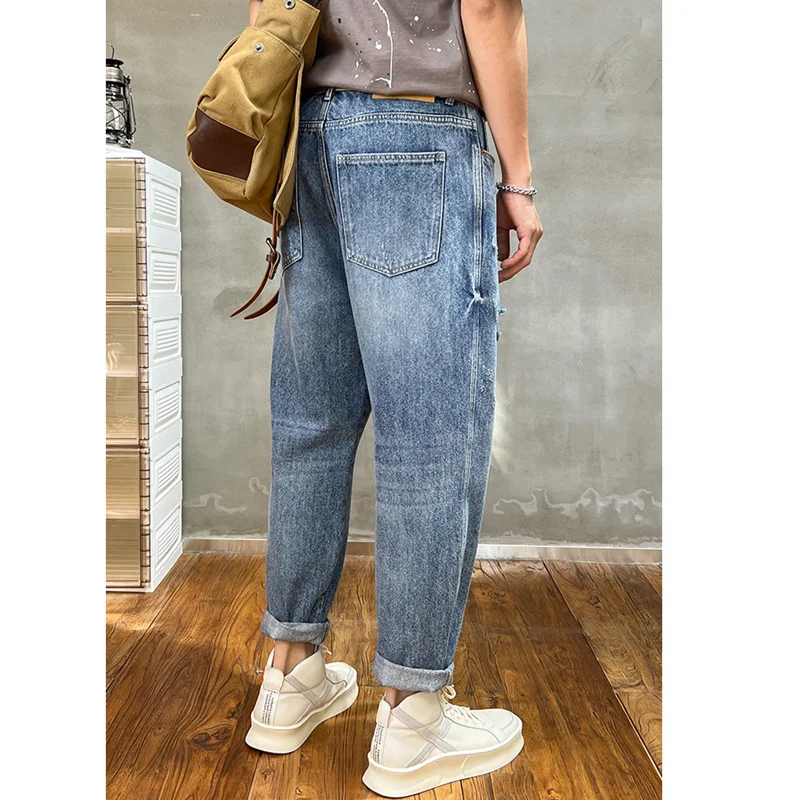 Men's Wear 2022 Autumn and Winter New Versatile Falling Feeling Straight Nine Points Pencil Pants Loose Recreational Jeans Women