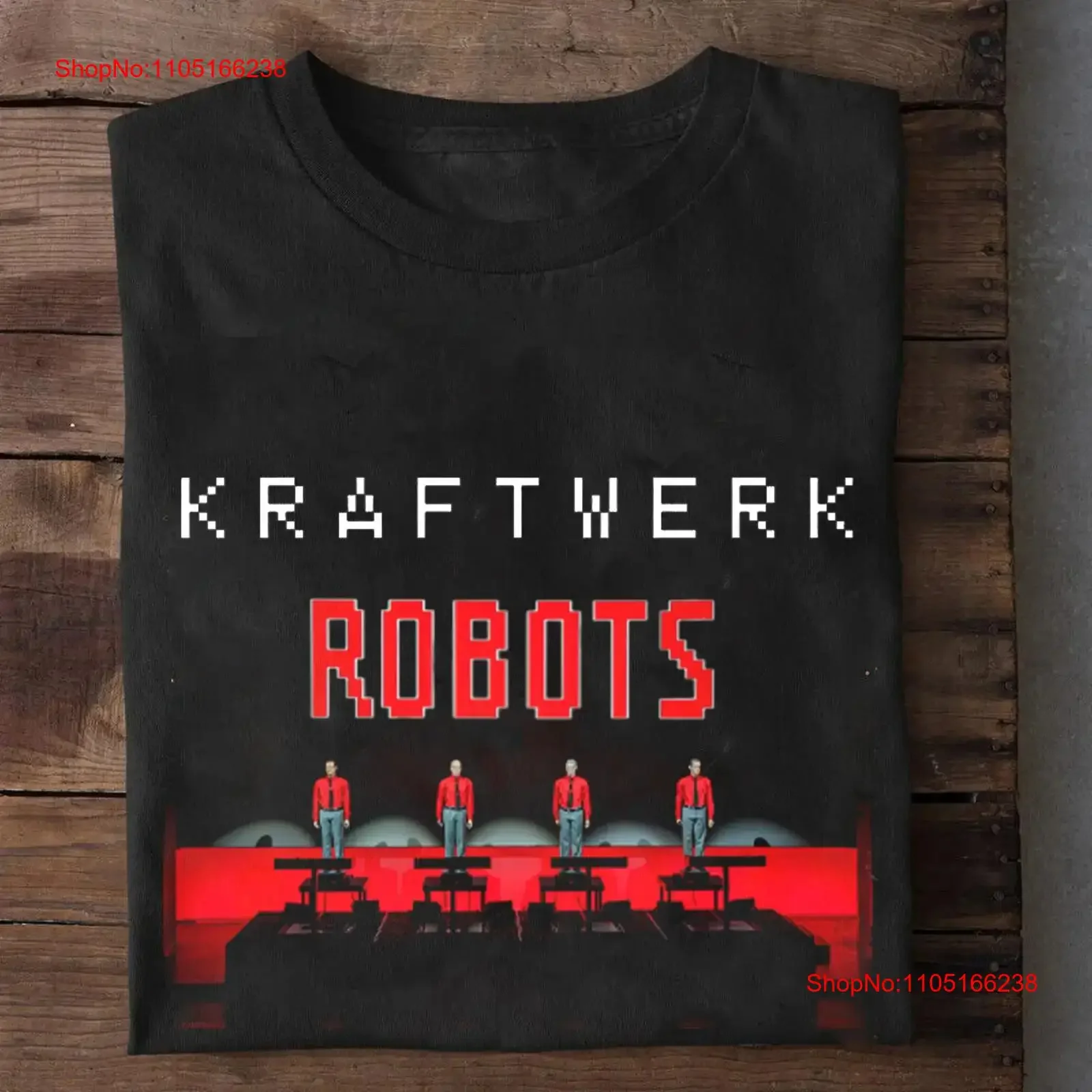 Фото Kraftwerk Band The Robots Concert Черная футболка всех размеров OM352 винтажная стираная повседневная мода Удобная мужская футболка №1
