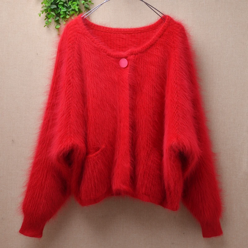 Женский Рождественский красный норковый кашемировый вязаный короткий топ с