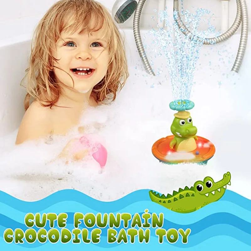 

Baby toy water spray crocodile toy baby bath bathroom toy baby shower with light rotating sprinkler interactive products