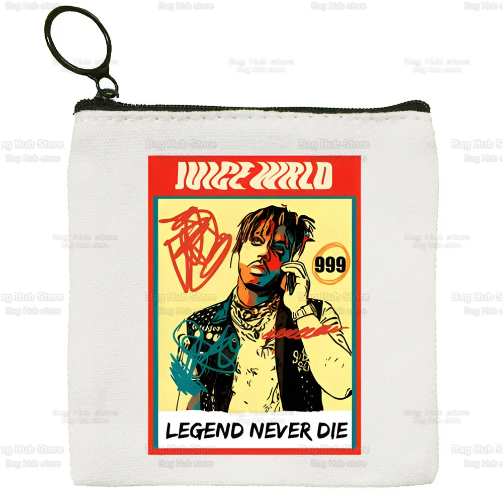 Juice Wrld Fans Fashion Cute Mini Coin Purse Canvas Student WRLD Rapper Wallet Coin Case Zipper Hip Hop Singer Hand Key Case