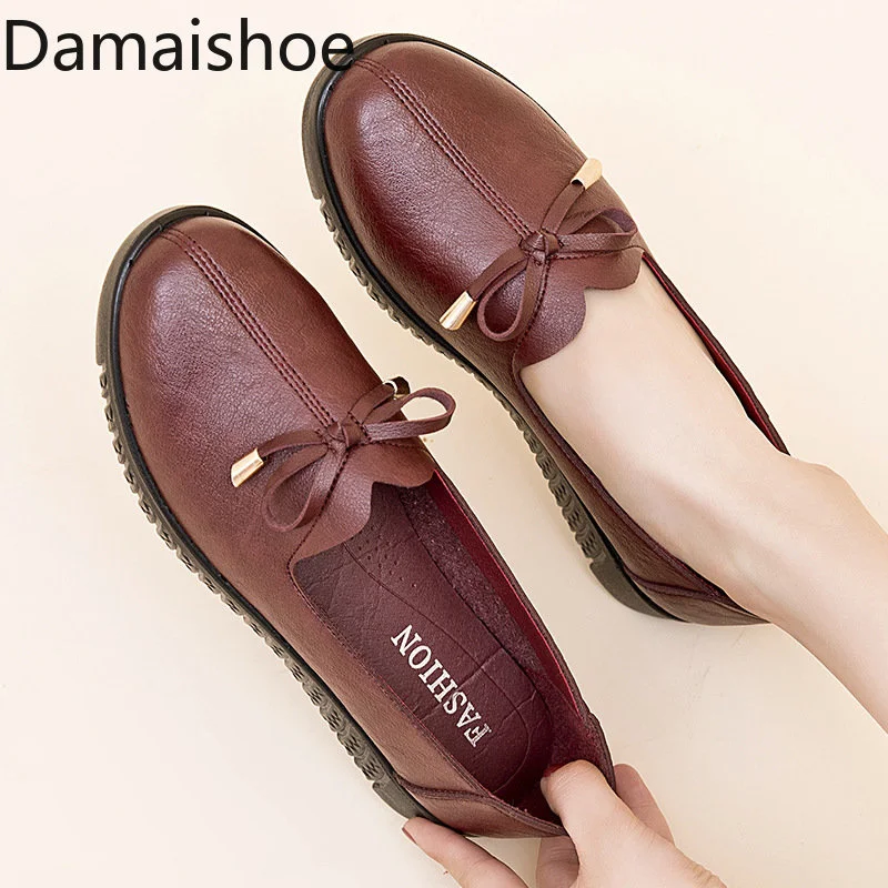 

Обувь для мам на весну и осень, мягкая подошва, кожаная обувь для пожилых людей среднего возраста, бабушка, нескользящая обувь на плоской подошве