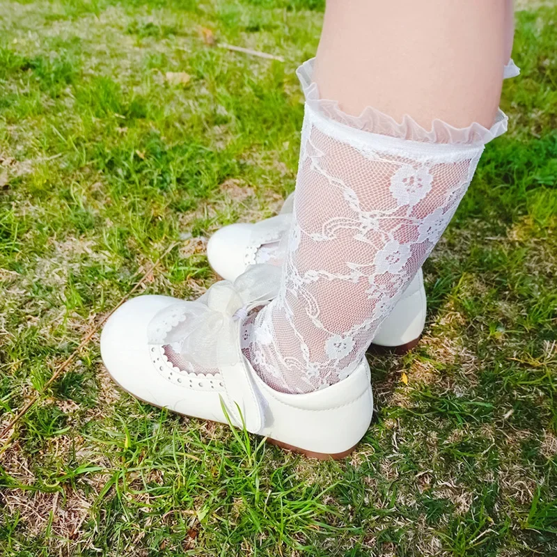 Кружевные носки для маленьких девочек носки-трубы гольфы кружевные сетчатые