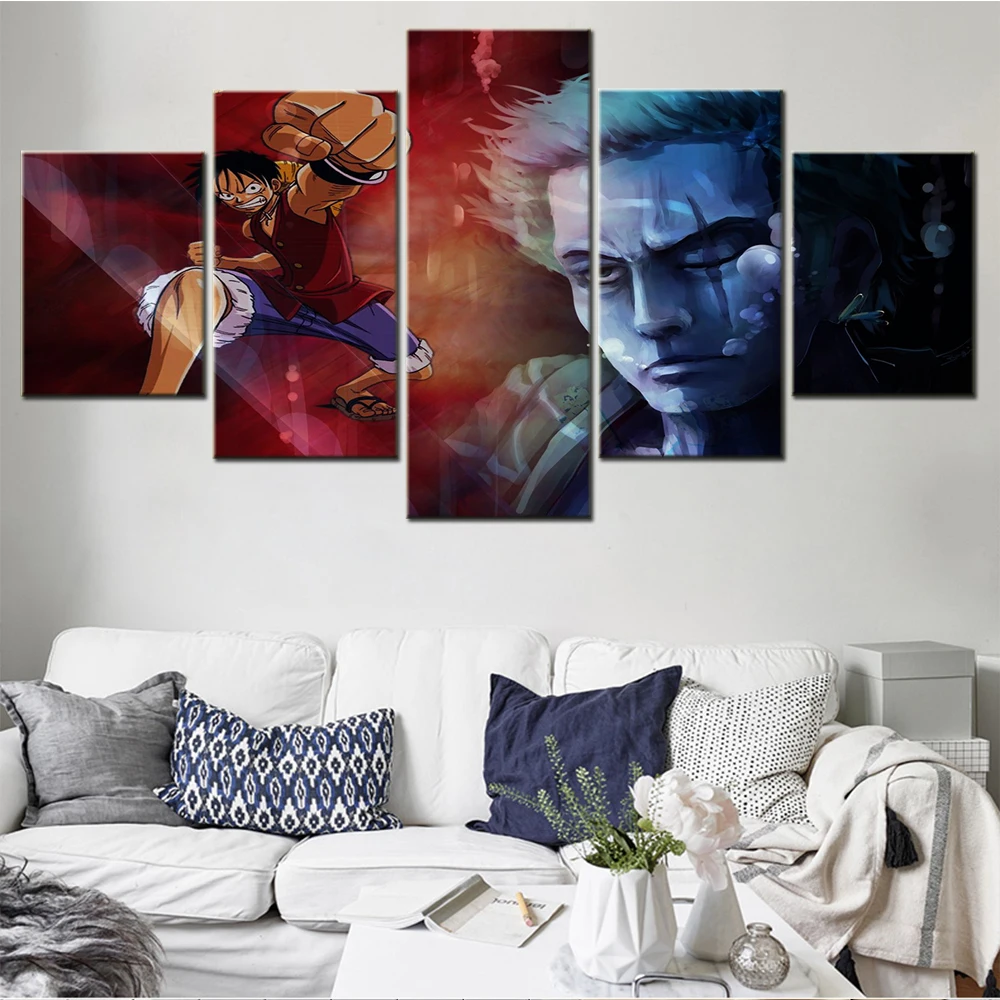 

5 Pieces Posters Japan Anime Monkey D Luffy Pictures Painting Wall Art Modern HD Prints Canvas Living Room Decor Free Shipping