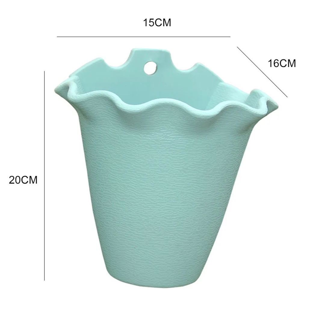 

Thickened Flower Pot Wavy Edge Pot Garden Decor Hooks And Water Traps Hung Pot Outdoor PP Resin Material Plants Pot