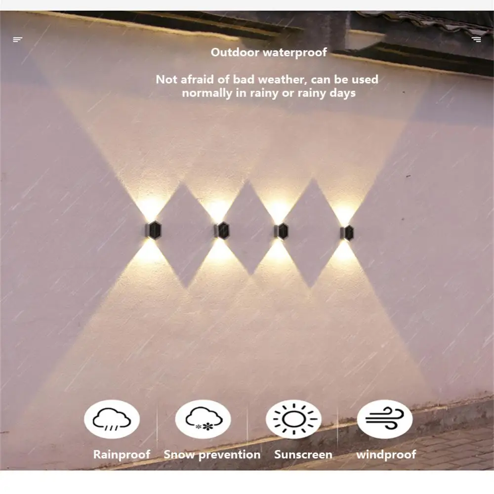

Led Wall Lamp Solar ABS Outdoor IP65 Waterproof Up Down Wall Light For Home Stair Bedroom Bedside Bathroom Corridor Lighting
