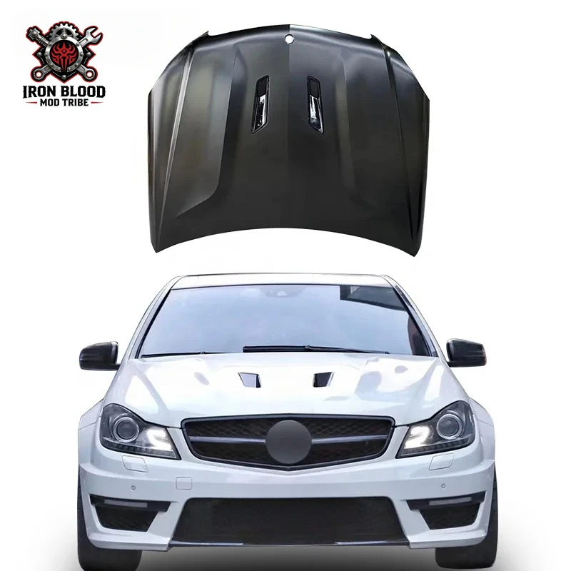 Фото Подходит для капота Mercedes-Benz C-класса W204 Facelift 507 C63 AMG, железный капот двигателя, модели 2008-2014 годов №1