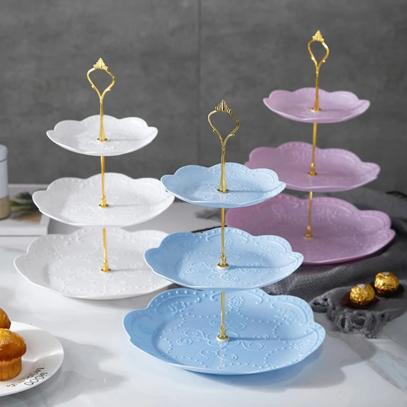 

3 Tier Pastry Detachable Cake Stand European Style Cupcake Fruit Plate Serving Dessert Holder Wedding Party Home Decorate