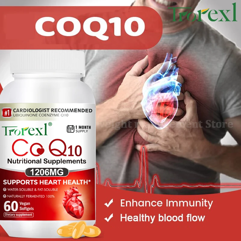 

Coenzyme CoQ10, Supports Cardiovascular & Heart Health, Dietary Supplement, Promotes Energy Production Natural Antioxidant