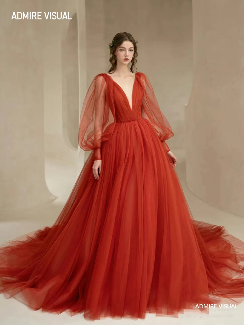 

Newest Elegant Party Dress For Women Deep V Neckline Full Sleeves Custom Made Plus Sizes Floor Length Special Occasion Gowns