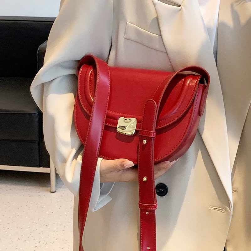 

Retro Simply Saddle Bag Solid Color High Quality Crossbody Bag Women's Handbags 2022 Fashion Trend Portable Mobile Shoulder Bags