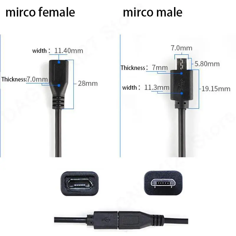 5 шт. разъем Micro USB 2.0 A гнездовой интерфейс Android 4-контактный 2-контактный мужской