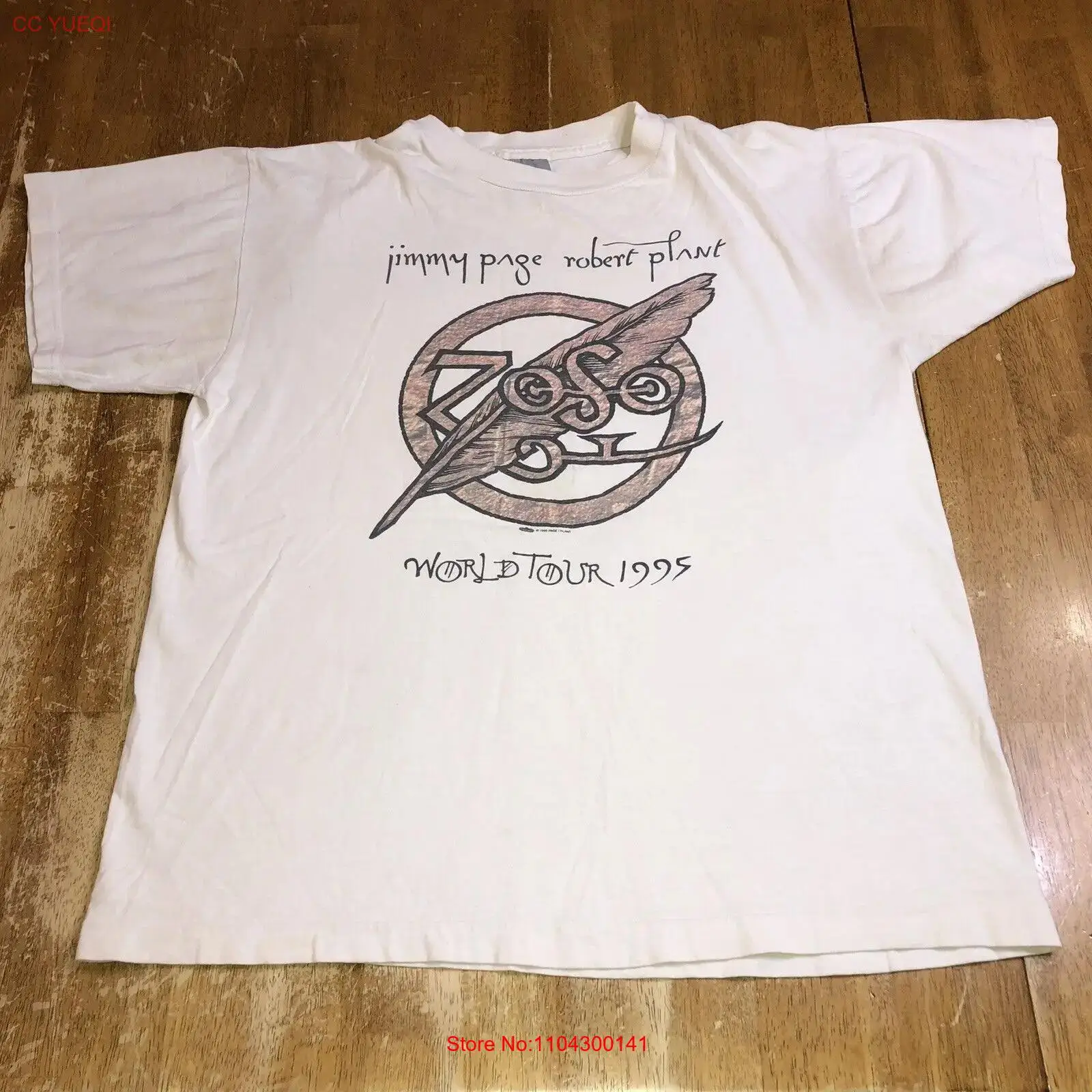 ВИНТАЖНАЯ футболка Jimmy Page Robert Plant World Tour 1995 размер L Tultex Zoso с длинными или короткими