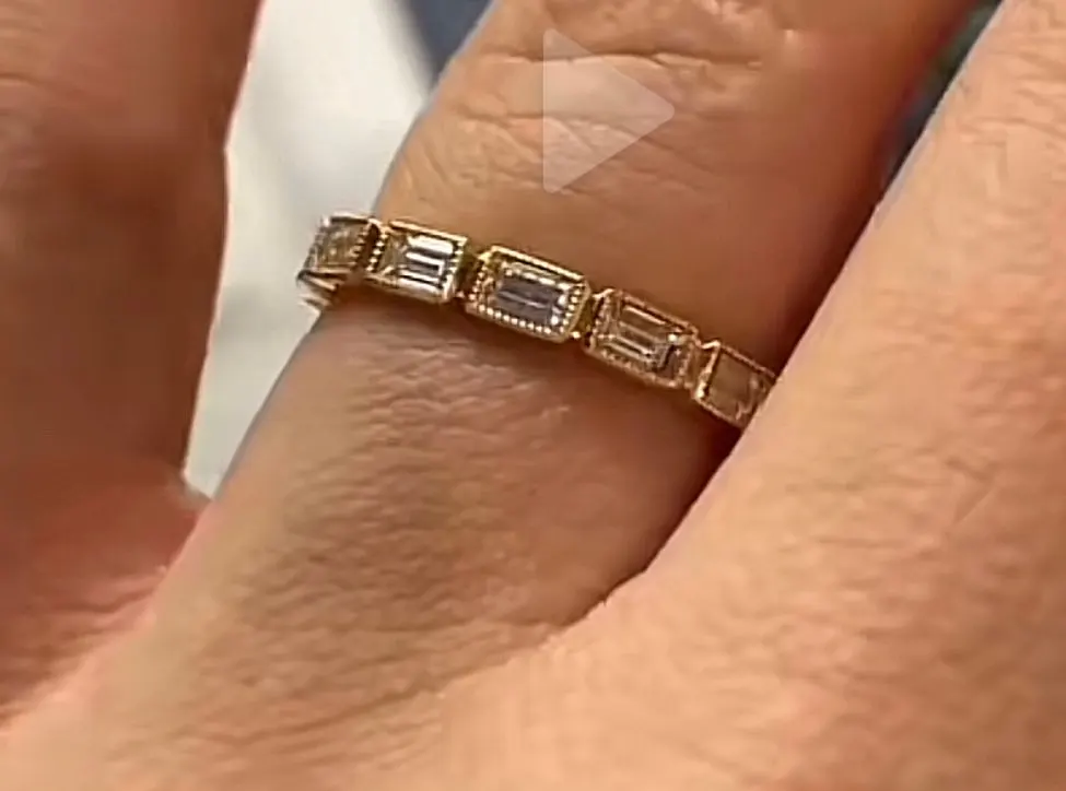 

VOVGEMINI Moissanite Ring 14k Solid Gold Baguette Shape Moissanite Ring Band