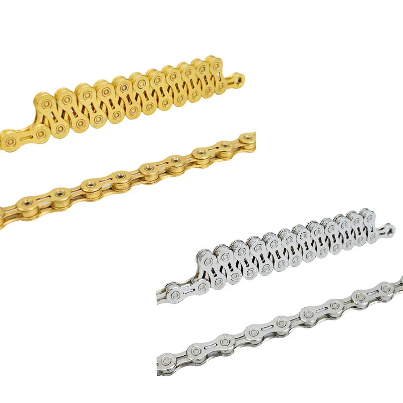 

Vg Sports 2 Pcs Ultralight 10 Speed Bike Chain Hollow 116L Mountain Bike Chains--10S Half Hollow Gold & Silver