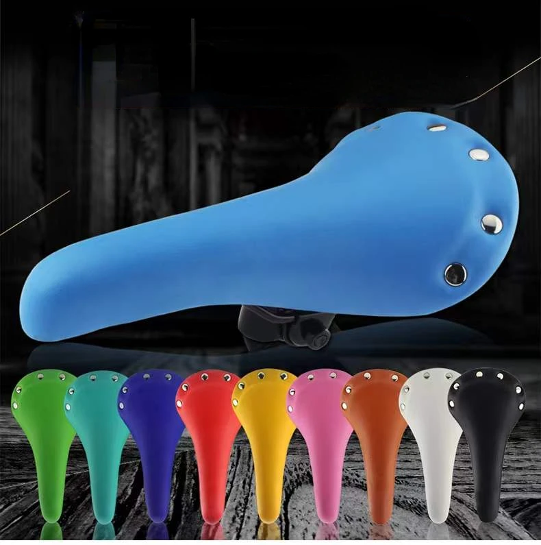 

Vintage Bicycle Saddle PU Leather MTB Road Bike Rivet Seat Cushion Single Speed Fixie Bike Brown Blue Saddle Cover BC0020