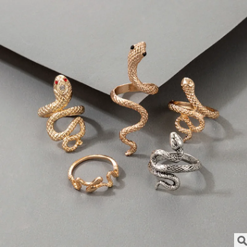 

Wholesale Snake Ring Jewelry for Women Girl 5 Pieces Set Bohemia Rings