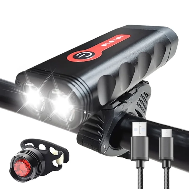 

4400 MAh Waterproof MTB Bike Light Aluminum Alloy Road Cycling USB Rechargeable Headlight 2400 Lumen Bicycle Light Accessories