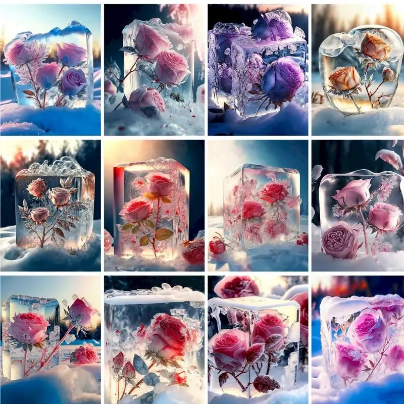 

GATYZTORY Painting By Number Rose Flower Kits Handpainted Picture By Number Scenery Drawing On Canvas Home Decoration DIY Gift