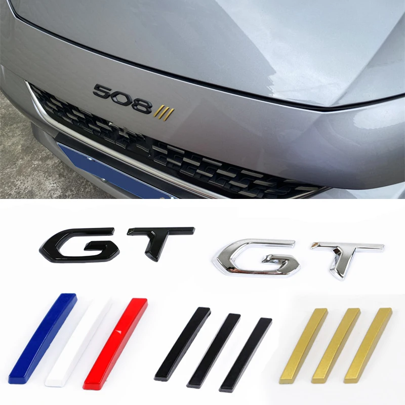 

Автомобильный Стайлинг, эмблема заднего багажника, наклейка, значок на переднюю капот, наклейки для Peugeot GT Logo 4008 5008 3008 2008 308 408, декоративные полосы