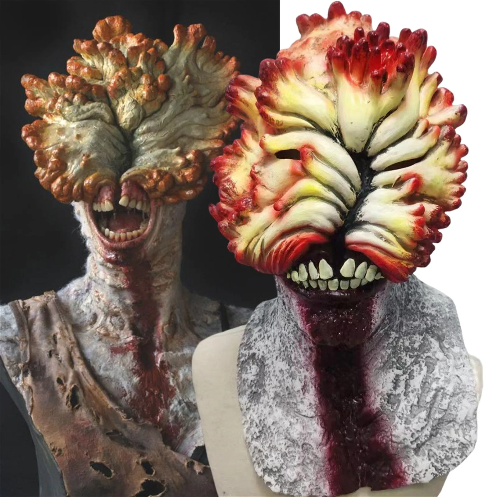 

The Last Of Us Clickers Zombies Mask Cosplay Horror Skull Demon Bloody Killer Helmet Halloween Party Costume Props