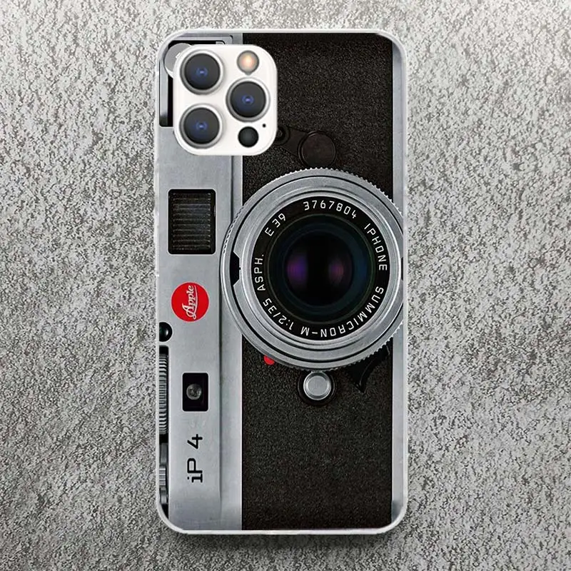 Модный классический мягкий чехол с принтом объектива камеры для iPhone 16 15 14 13 12 11 Pro