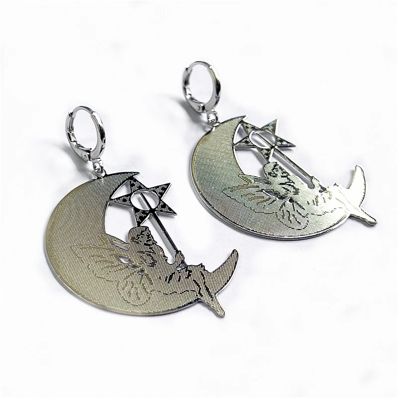 

Silver Moon Fairy Earrings Jewelry,Witchy Earrings, Boho