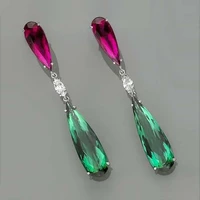 exquisite colorful long water drop earrings womens earrings fashionable temperament slim face high end earrings