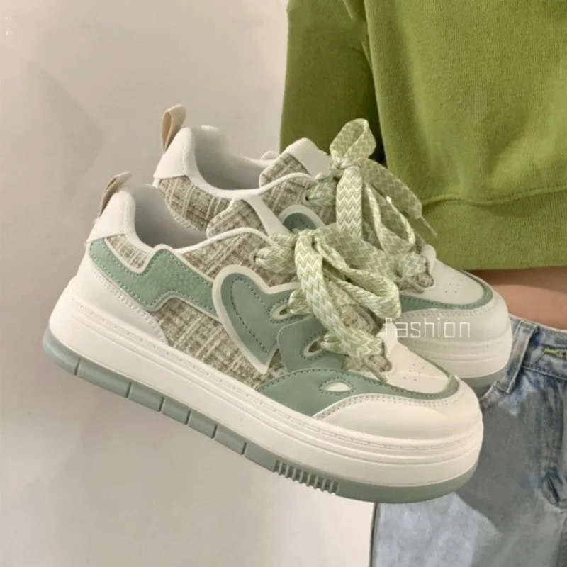 SHANPA Casual Cute Womens Platform Shoes Round Toe Elegant Fashion Breathable Love Heart Shoes Vulcanized Comfortable Mesh Shoes