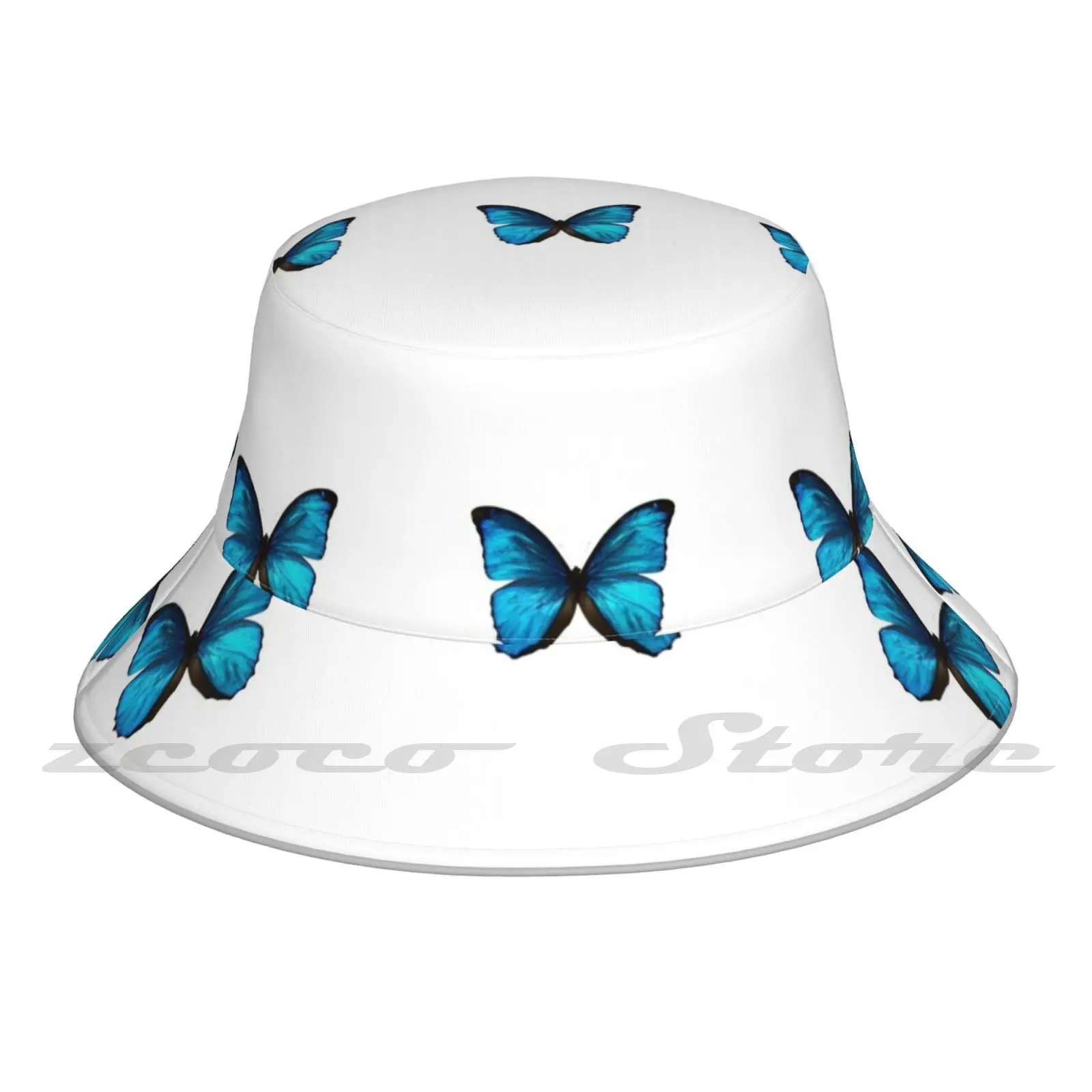 

Шляпа «сделай сам» Складная Солнцезащитная модная шляпа для отдыха Панама с голубыми насекомыми модная домашняя Водонепроницаемая модель Vsco для девушек в стиле Instagram