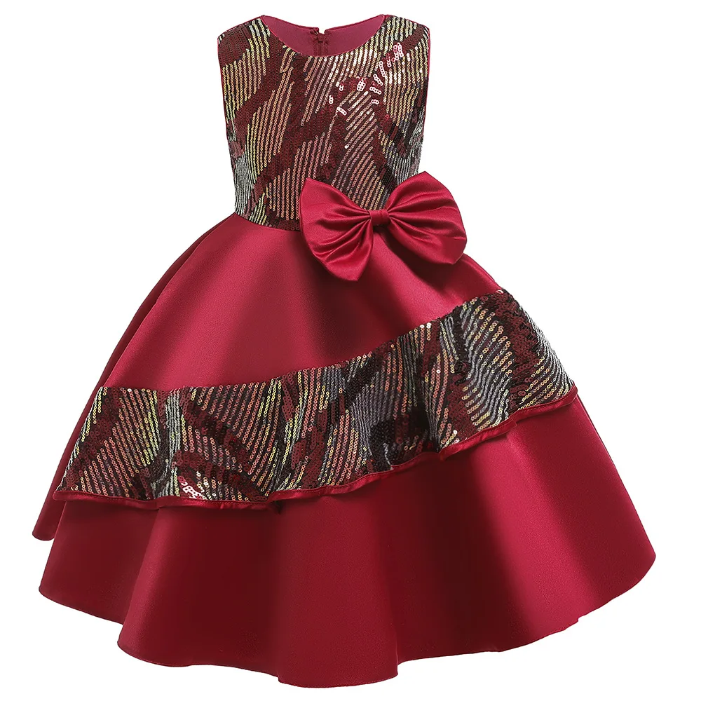 

Атласное платье для девочек, платье принцессы для рождественской вечеринки, одежда с блестками, костюм для маленьких девочек, летний сезон