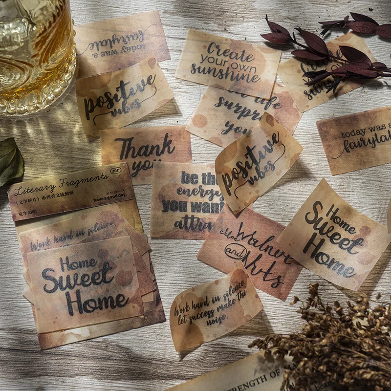 

Блокнот для записей 30 шт., текстовые фрагменты, бумага из серной кислоты, материал для бумаги, винтажный коллаж на английском языке, украшени...