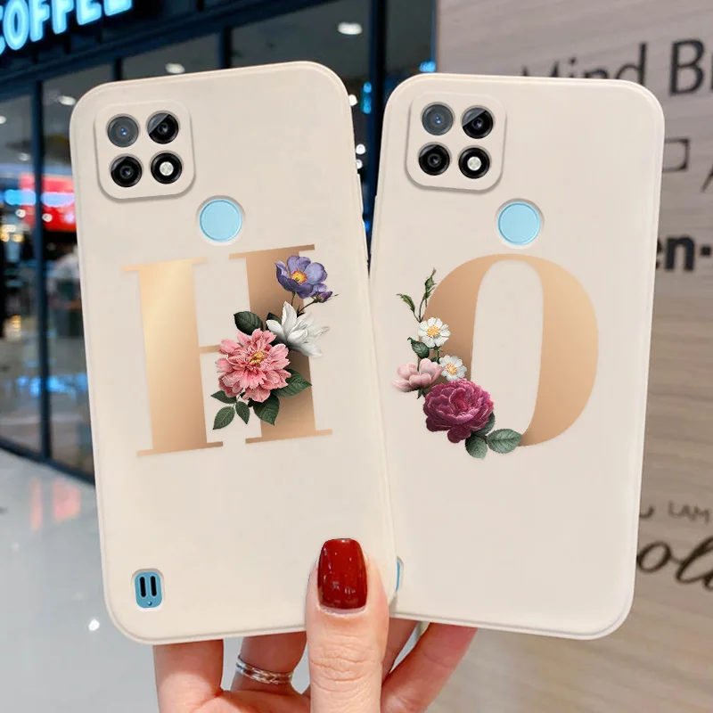 

Initial Letter Realme 8 8i Case Realme Narzo 30 C21Y C21 V13 Q3 Pro GT Case Lens Protection Funda for OPPO A15 A54 A7 A5S A3S A9