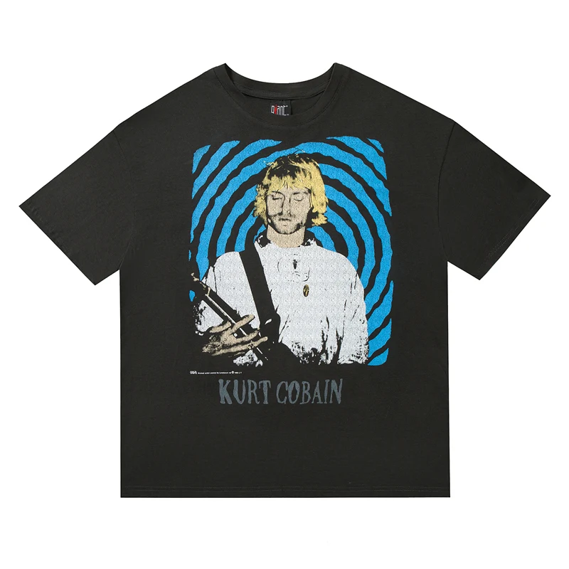 

Frog drift Streetwear Kurt Donald Cobain Rock Vintage Fashion Summer Oversized Graphic Loose t-shirt t shirt Tee Men homme