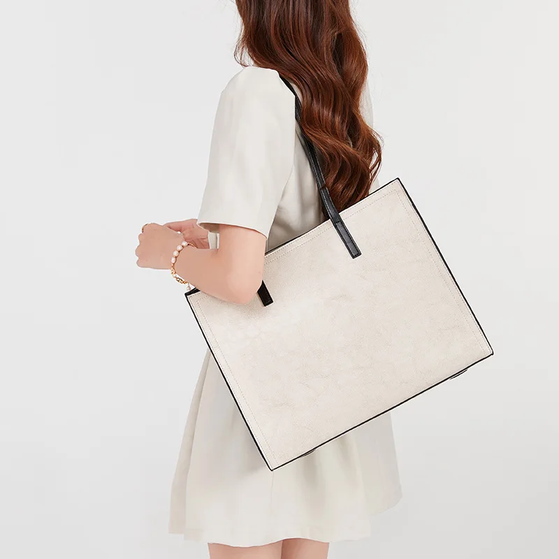 Новинка 2024 высококачественные сумки-тоуты из воловьей кожи Женские Простые