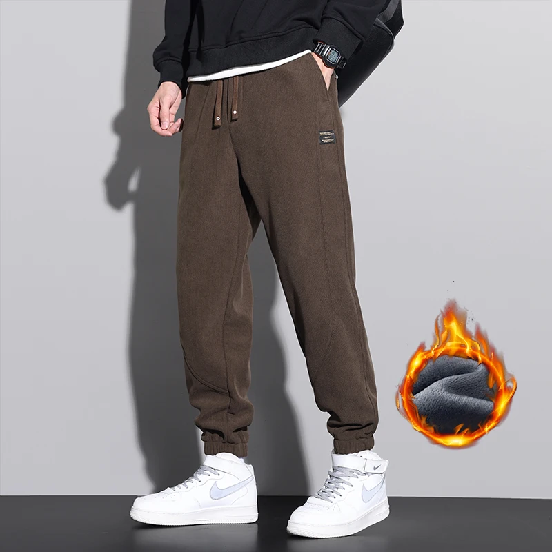 Зимние мужские флисовые спортивные штаны повседневные тонкие утепленные теплые