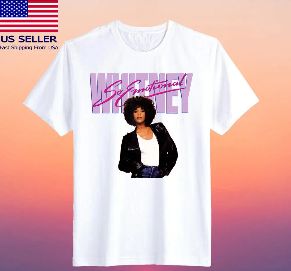Мужская белая футболка Whitney Houston So Emotional размер S-5XL