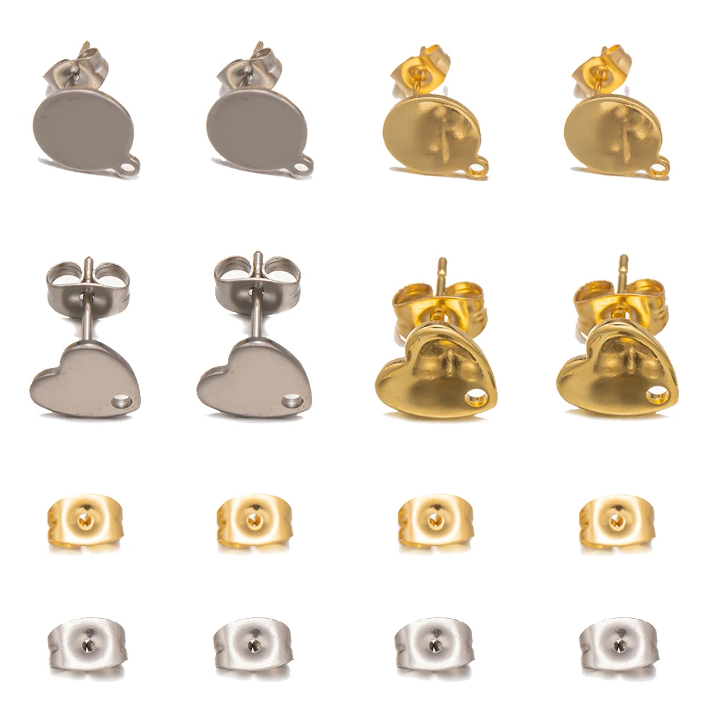 Пустая основа для сережек-гвоздиков из нержавеющей стали 10 комплектов