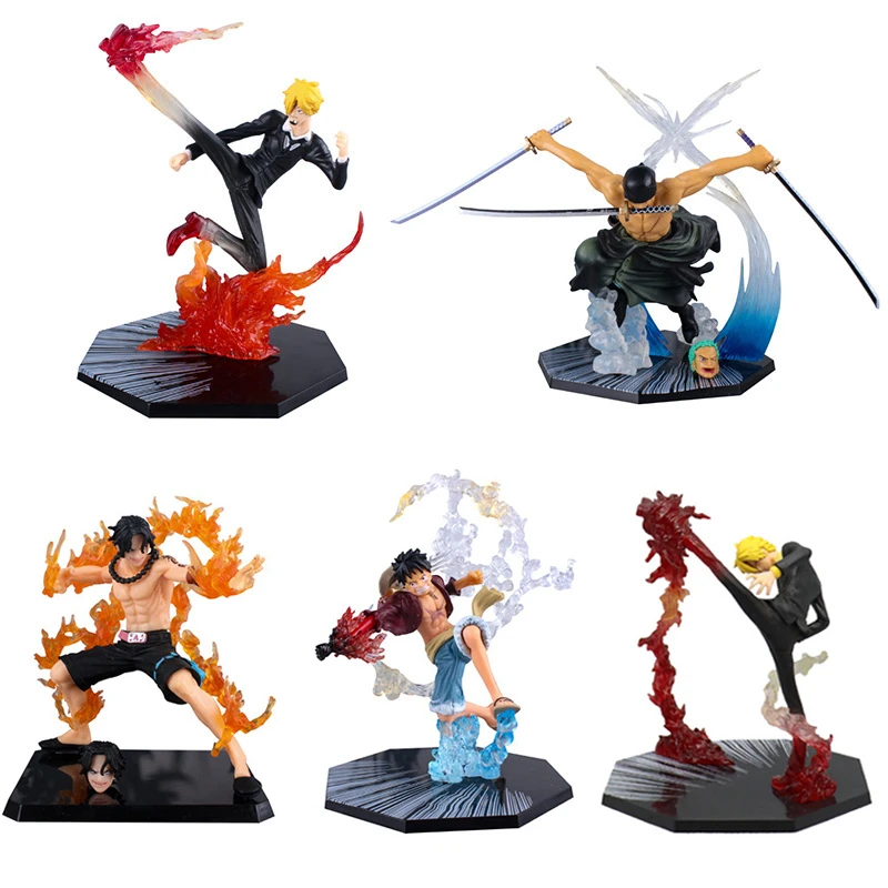 

One Piece Anime Figures Portgas D Ace Monkey D Luffy Action Figma Roronoa Zoro Sanji Battle Fire PVC Figurine Toys Model Gifts