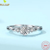 real 0 5 carat d color moissanite vine twine open rings for women 925 sterling silver platinum plating femme wedding jewelry