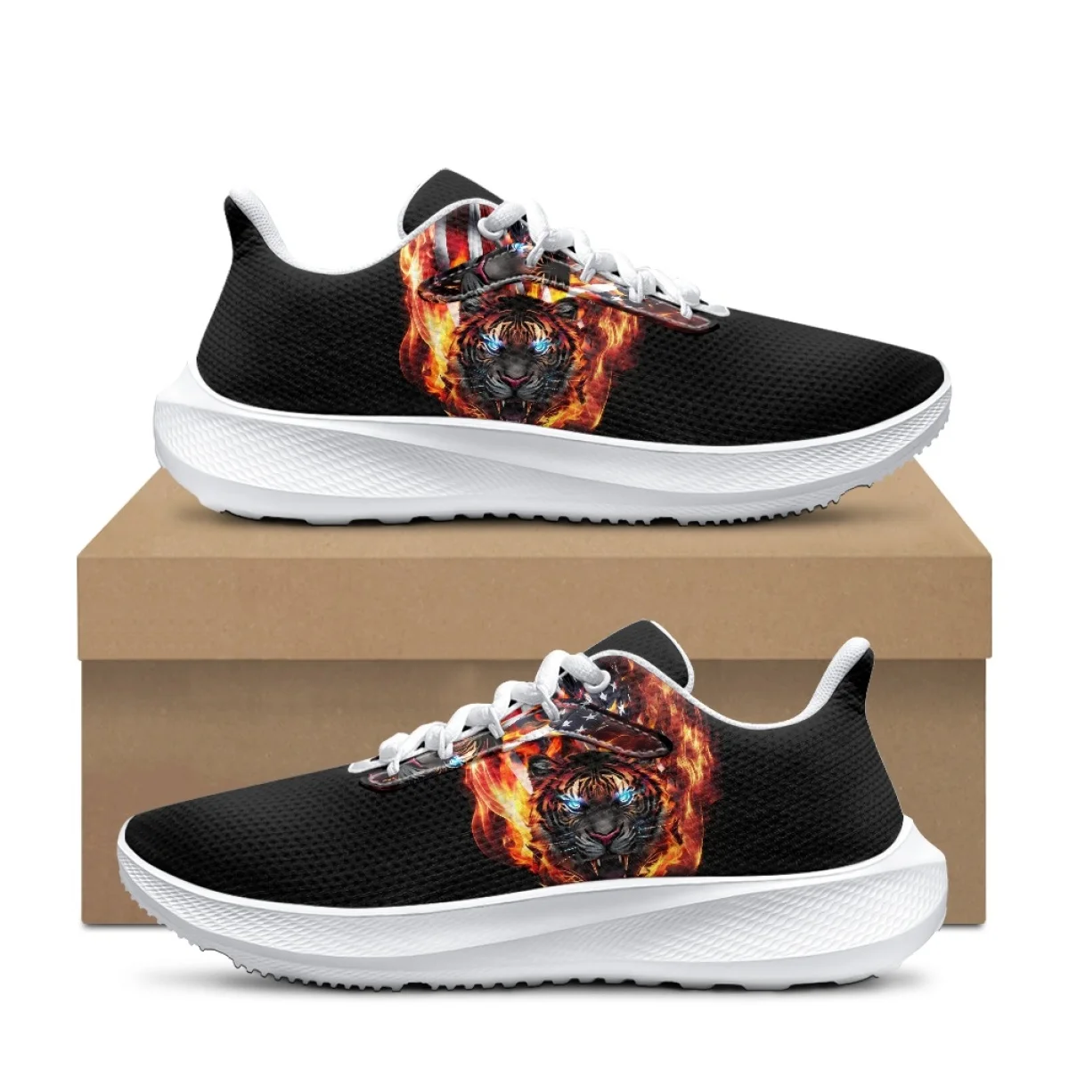 

INSTANTARTS Trend Casual Shoe American Flag Lion Fire Breathable Leisure Male Sneakers Non-slip Footwear Men Vulcanized Shoes