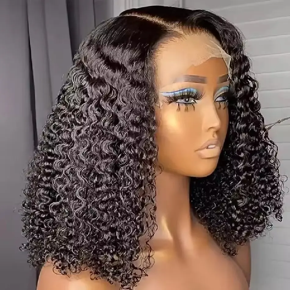 Alidiamond Короткий Боб Парик Человеческих Волос Remy Jerry Curl HD Фронта Шнурка для Женщин